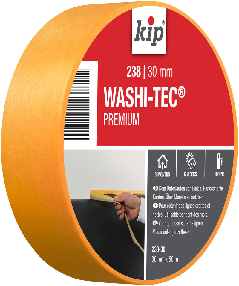 Kip Typ 238 Washi-Tec Abdeckband Papier gelb, 30 mm x 50 m