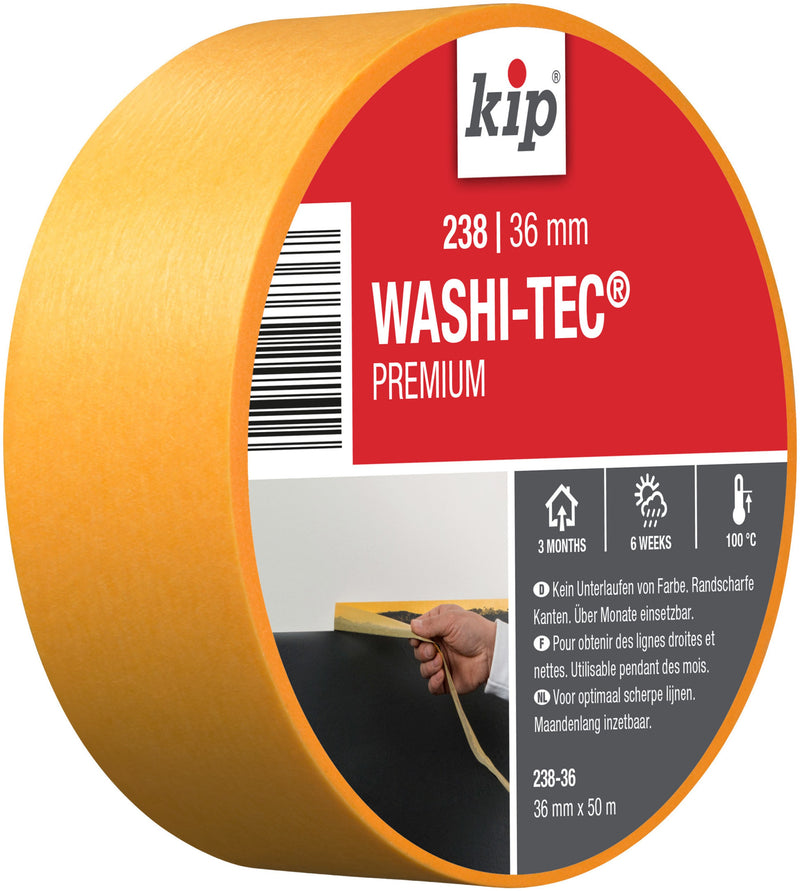 Kip Typ 238 Washi-Tec Abdeckband Papier gelb, 36 mm x 50 m
