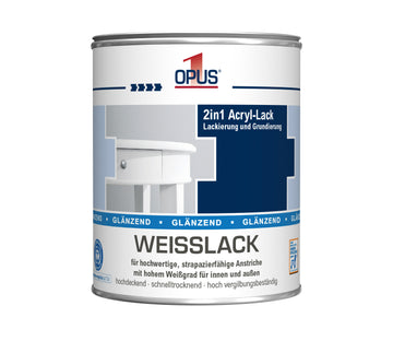 OPUS1 Weißlack wasserverdünnbar, glänzend, 2,5 l weiß