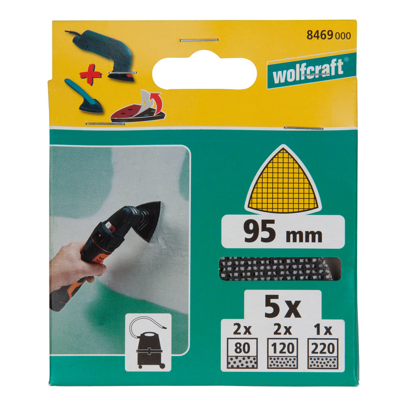 Wolfcraft Haft-Gitterleinen Delta 93 mm, 5-teilig, kletthaftend