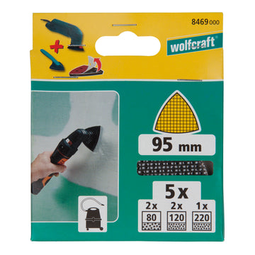 Wolfcraft Haft-Gitterleinen Delta 93 mm, 5-teilig, kletthaftend