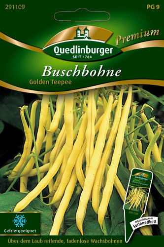 QUEDLINBURGER SAATGUT Buschbohne Golden Teepee PG 9 Premium, gelbe Samen