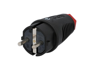 UNITEC Schutzkontakt-Stecker schwarz aus Vollgummi