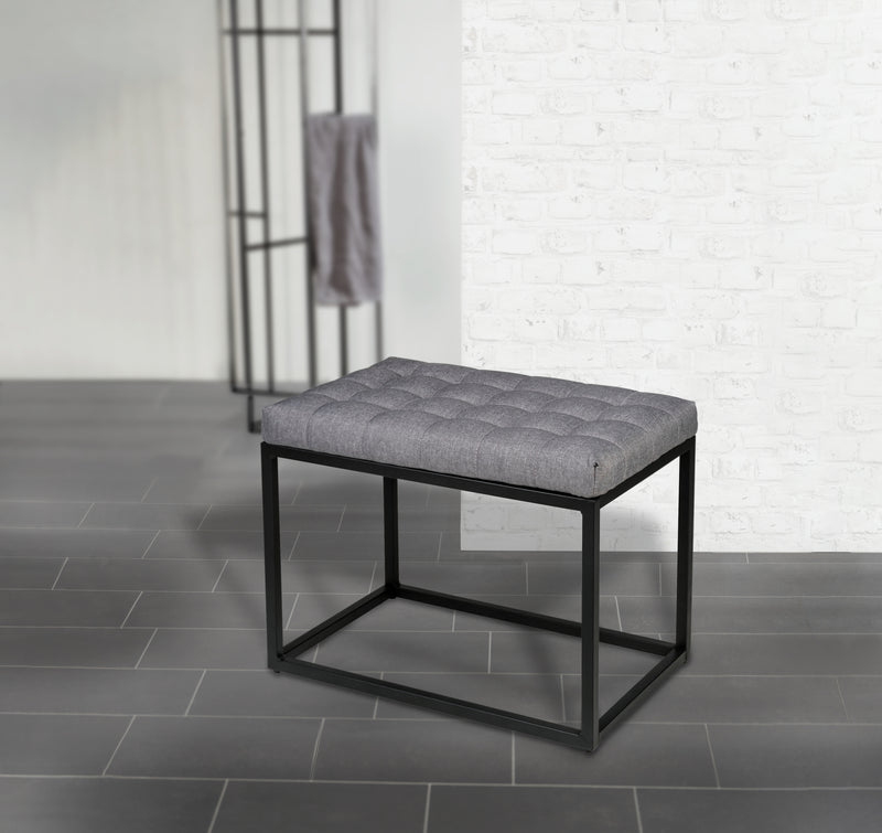 WENKO Amandola Bank mit Polster aus Metall, schwarz/grau (60 x 45 cm)