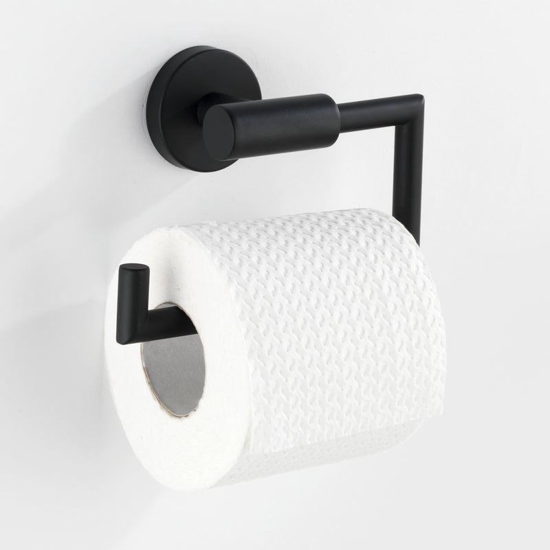 WENKO Bosio Black Toilettenpapierhalter ohne Deckel, schwarz mattiert, Edelstahl