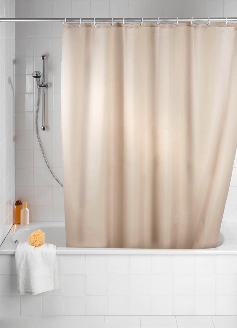 WENKO Duschvorhang Anti-Schimmel Beige aus 100% Polyester, 180x200 cm