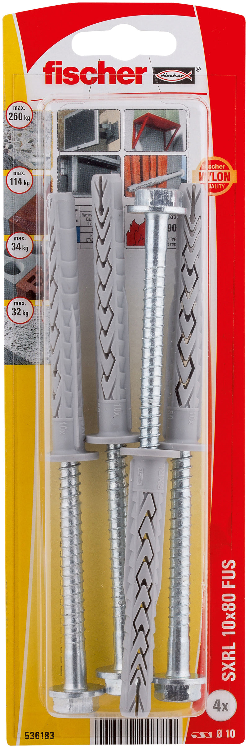 fischer Langschaftdübel K (Nylon, 4 Stück)