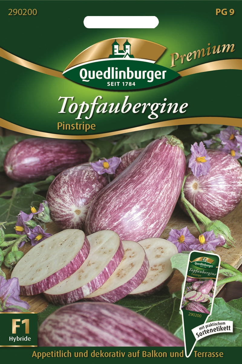 QUEDLINBURGER Saatgut Aubergine Topf-Pinstripe, Gemüsesamen PG 9