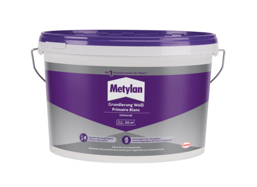 Metylan Tapezier-Grund für Vliestapete, pigmentiert weiß (5 l)