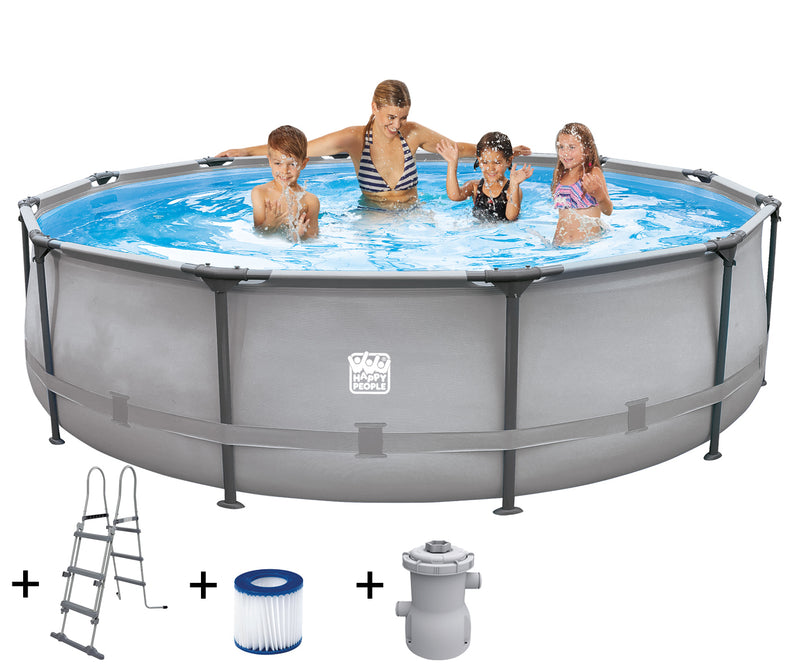 Happy People Stahlrahmenpool-Set Quick-Up-Pool grau