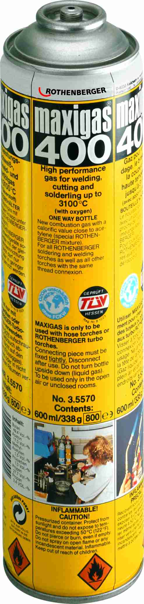 ROTHENBERGER Maxigas 400 Schweißgas Kartusche, 600 ml