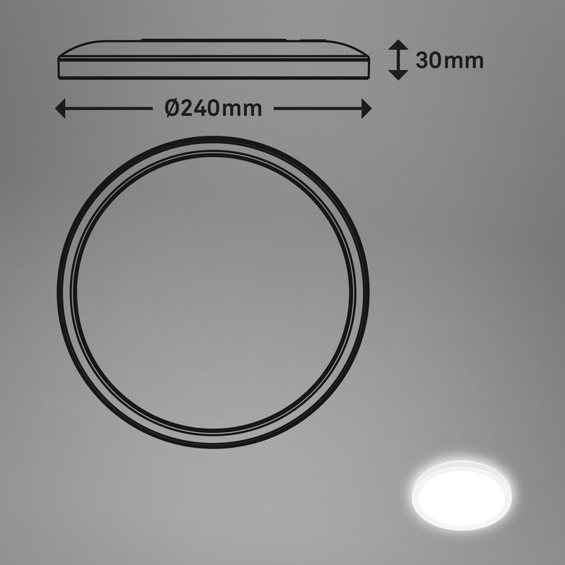 BRILONER Leuchten LED-Panel Ultra flat weiß, Ø 24 x 3 cm