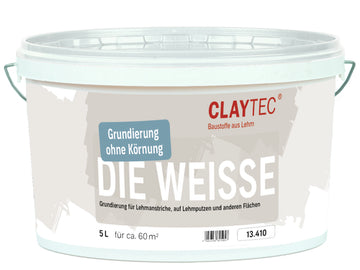 Claytec „Die Weisse“ Grundierung, weiß, 5 l Eimer
