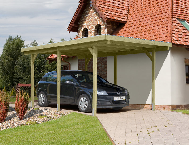 DELTA Gartenholz Einzelcarport Kiefer grün, freistehend 303x505 cm
