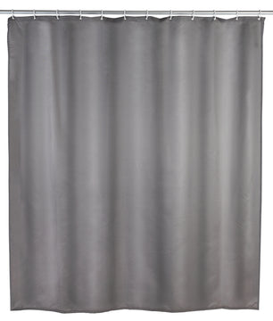 WENKO Duschvorhang Anti-Schimmel Grau aus 100% Polyester, 180x200 cm