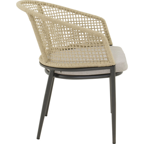 Lesli Living Kioto Stuhl in beige, Gartenstuhl mit Armlehne
