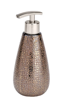 WENKO Marrakesh Seifenspender Keramik braun, standfähig, Ø 8 x 18,6 cm