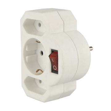 UNITEC Zwischenstecker Schuko/EURO weiß mit Schalter, 2er-Set