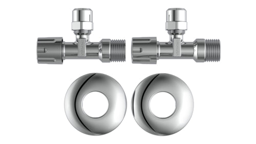 Schütte Eckventil verchromt 1/2" AG x 3/8" AG x 10 mm Q (2 Stück) mit Schubrosette