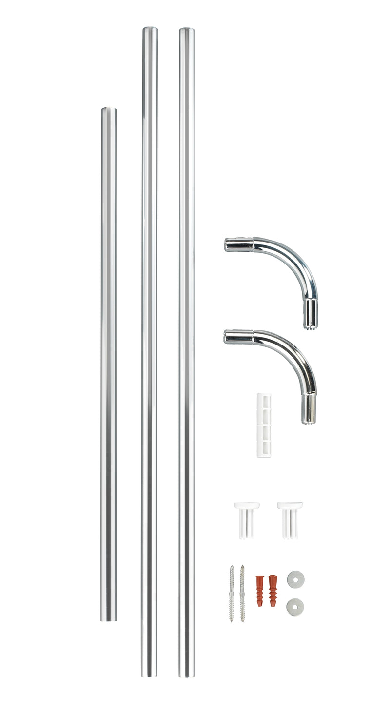WENKO Winkelstange Universal Chrom, WD-ACC-S, für Duschvorhangstangen