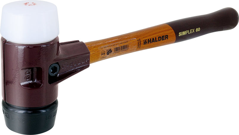 Halder Simplex-Schonhammer 60 mm Gummi schwarz, Plastik weiß