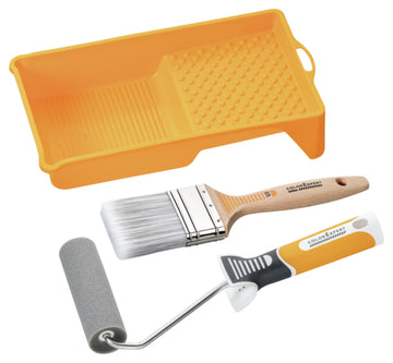 Color-Expert Profi Lackier-Set 4-teilig mit Pinsel, Farbwanne, Roller & Handstück