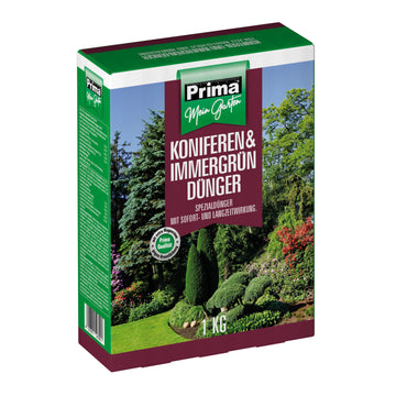 PRIMA Konifere- und Immergrün Dünger NPK 7+4+7(+2), Faltschachtel, 1 kg