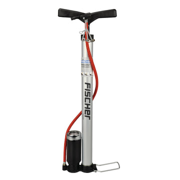 FISCHER Standpumpe Alu mit Manometer, Luftpumpe silber