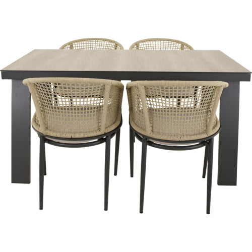 Lesli Living Kioto Stuhl in beige, Gartenstuhl mit Armlehne