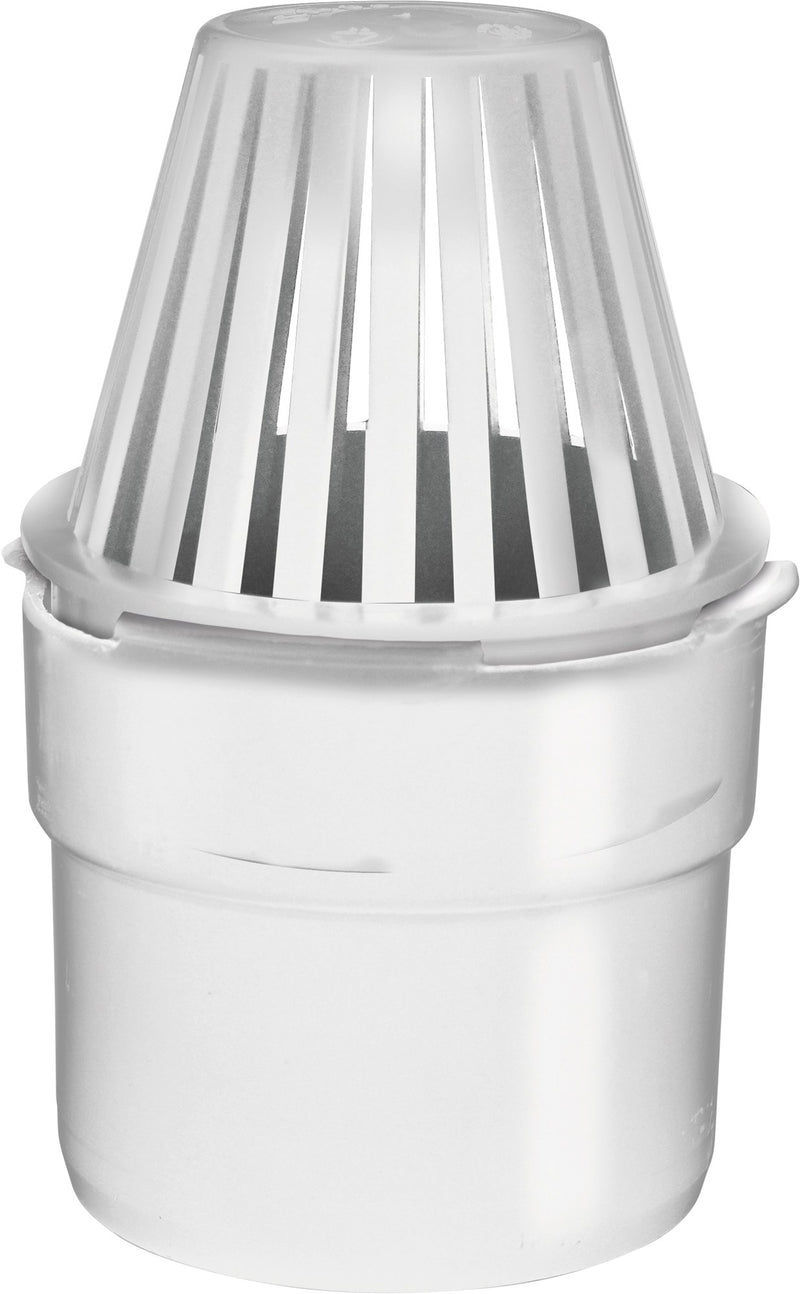 MEA Entwässerungsanschluss für Lichtschacht, Ø 80 mm, weiß mit Schmutzsieb