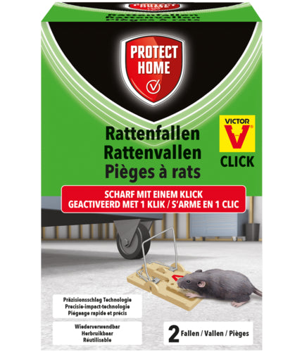 Protect Home Rattenfalle CLICK, mechanische Totfangfalle für 2 Stück