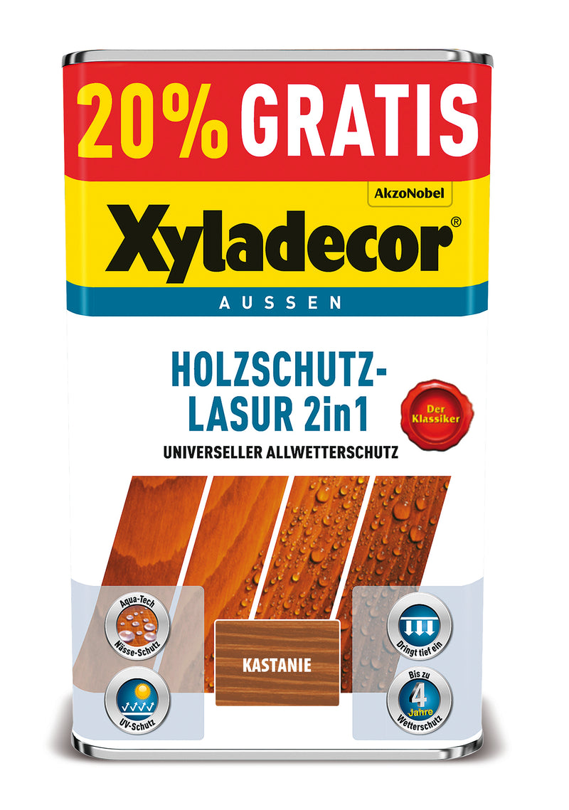 XYLADECOR Holzschutzlasur 2in1 Kastanie 5 L