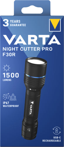 VARTA Night Cutter F30R Taschenlampe mit Akku, 1500 lm