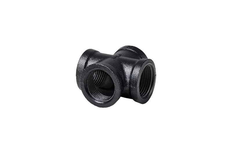 DOLLE PIPE Kreuzstück Cross 4-fach schwarz – Eisenrohrsystem