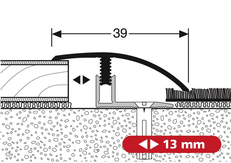 Parkettfreund Ausgleichsprofil PF 556 edelstahl 100 cm Uno-Click 7–12 mm Aluminium eloxiert