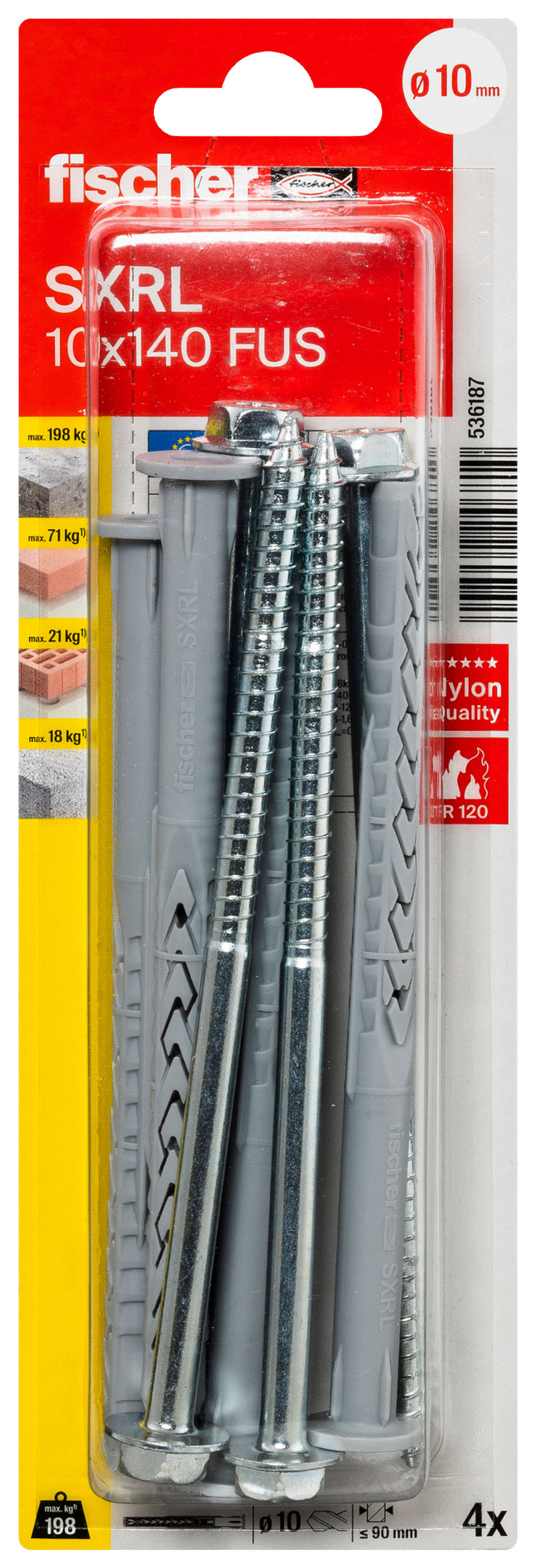 fischer Langschaftdübel K (Nylon, 4 Stück)