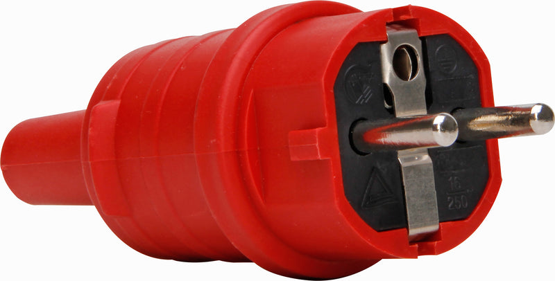 Kopp Gummi-Schutzkontakt-Stecker mit Knickschutz, rot, IP20