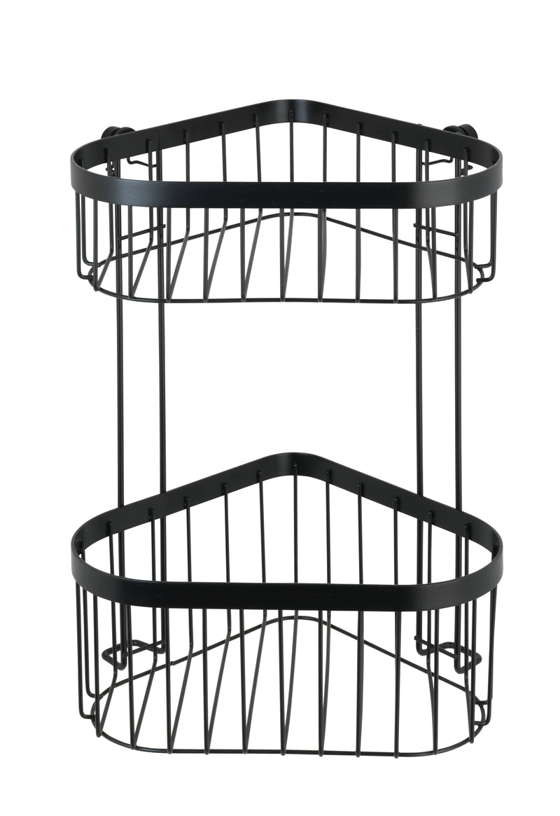 WENKO Eckregal 2 Etagen Classic Plus Black aus Stahl, schwarz