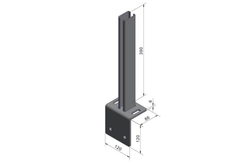 Growi Winkelplatte mittig anthrazit RAL 7016 120x120/86x6 mm