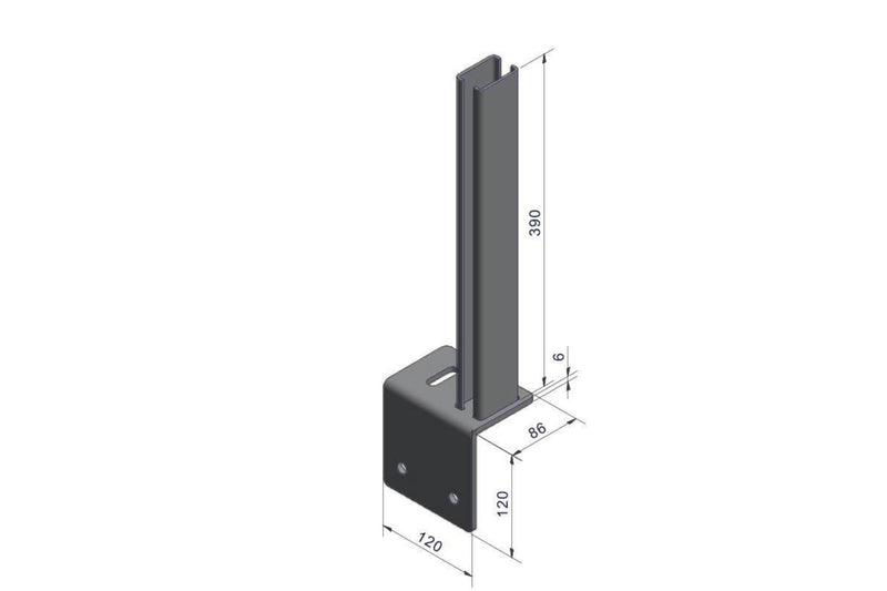 Growi Winkelplatte rechts anthrazit RAL 7016, 120x120/86x6 mm, lose