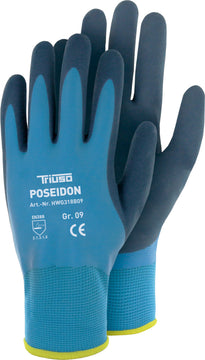 TRIUSO Wonder-Grip Poseidon Handschuh Größe, blau, Nylon, 2-fach latexbeschichtet