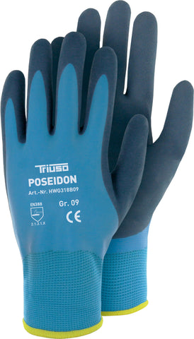 TRIUSO Wonder-Grip Poseidon Handschuh Größe, blau, Nylon, 2-fach latexbeschichtet