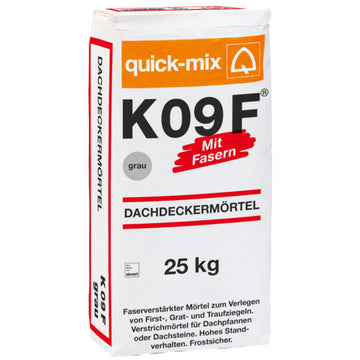 Quick-Mix Dachdeckermörtel K 09 F. mit Fasern, grau, 25-kg-Sackware (außen)
