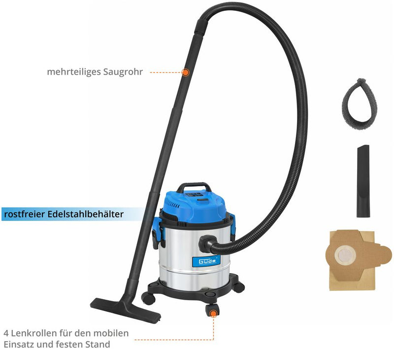 Güde Nass-/Trockensauger GNTS 12L, Metallbehälter, 1200 W