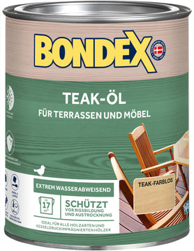 Bondex Teak-Öl farblos für außen, offenporig, 0,75 l Gebinde