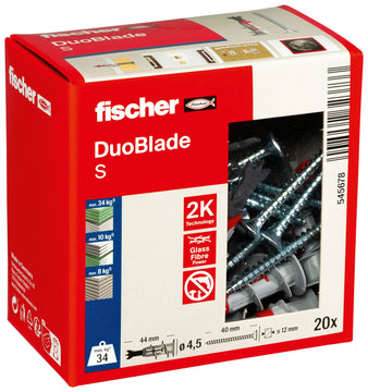 fischer DuoBlade S LD Gipskartondübel, 20 Stück, Länge 44 mm