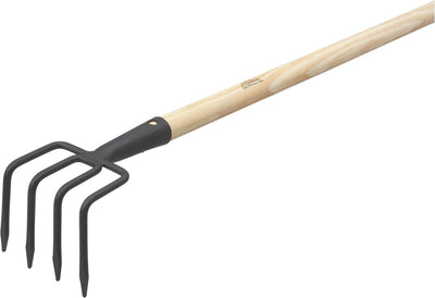 MEISTER Kartoffelhacke schwarz mit Stiel, 4 Zinken, Stiellänge 140 cm