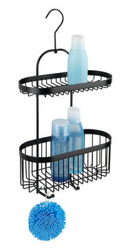 WENKO Caddy Badregal 2 Etagen schwarz, 26,5 x 47 cm