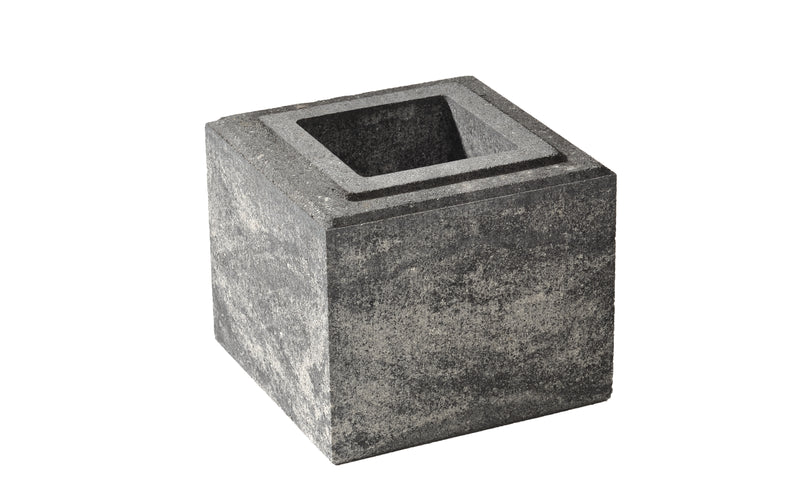 WESERWABEN Vario-Line Mauerstein halb, anthrazit-weiß meliert, glatt – 20 x 20 x 16,7 cm