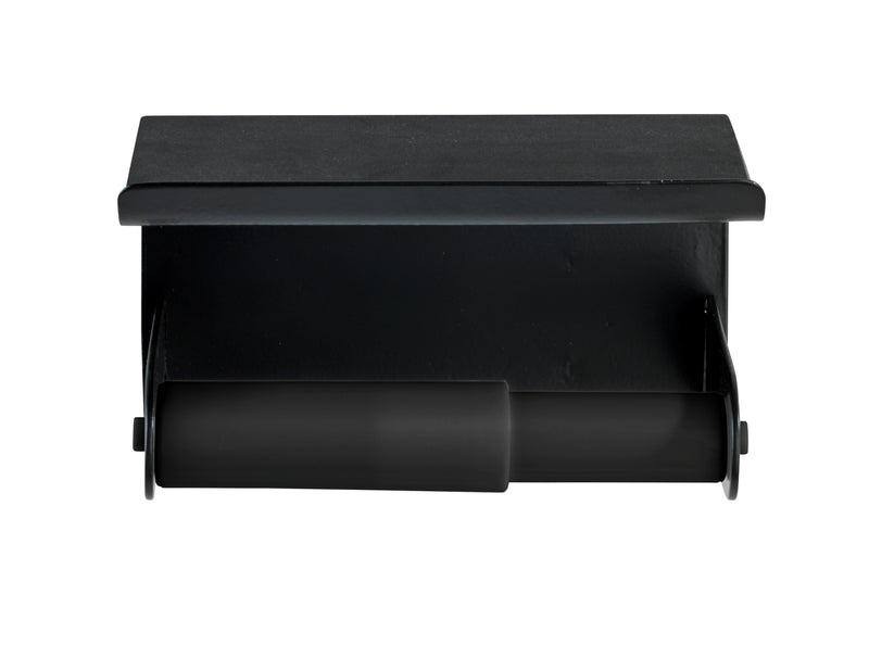 WENKO Classic Plus Toilettenpapierhalter mit Ablage schwarz, 14 x 10 cm